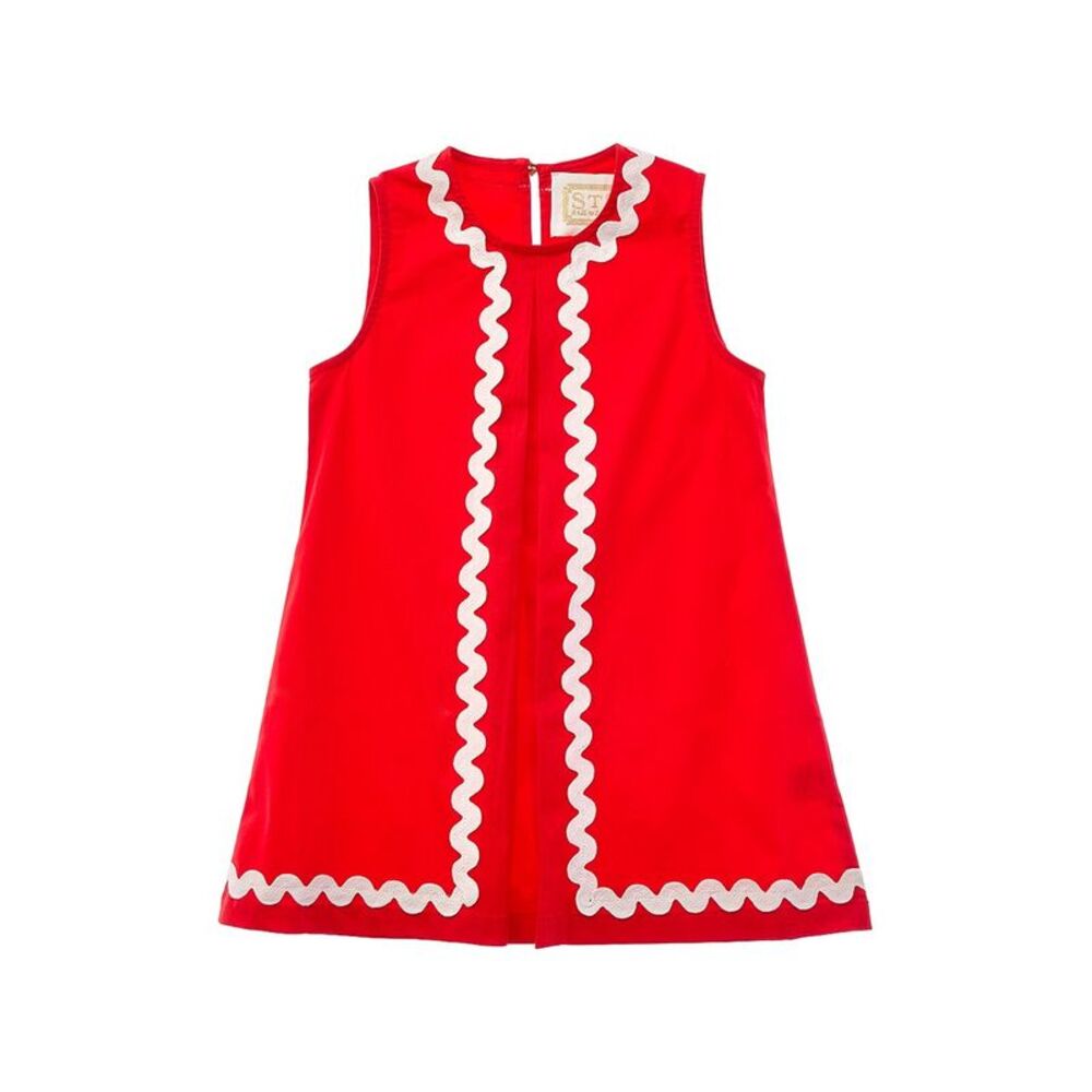 Sail To Sable Girls  Ric Rac Shift Dress, Red